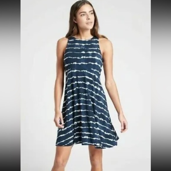 Athleta Dresses & Skirts - Athleta Santorini Thera Dress Tie Dye Stripe Dress Navy Size Petite Medium